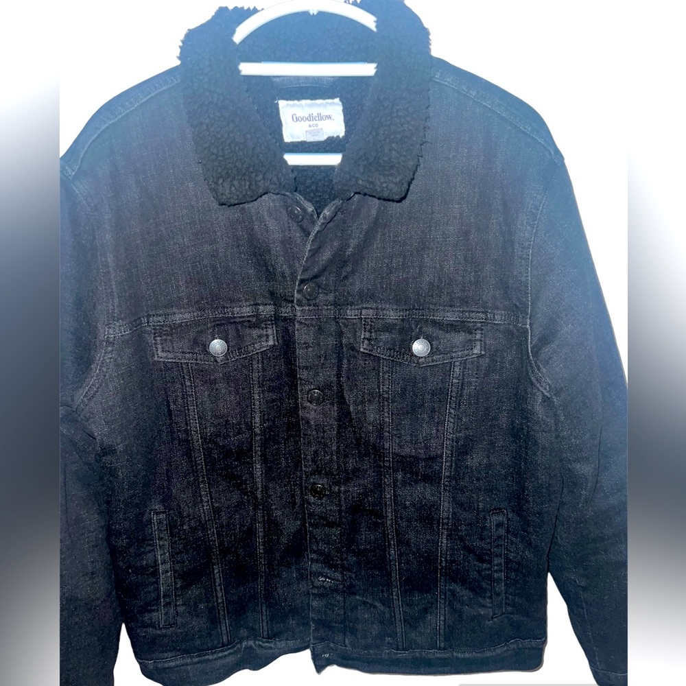 Goodfellow (Target) Black Denim Sherpa-Lined Trucker Style Jacket (Size L)
